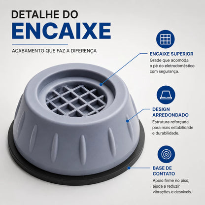 Kit 4 Pés Antivibração para Máquina de Lavar e Lava e Seca