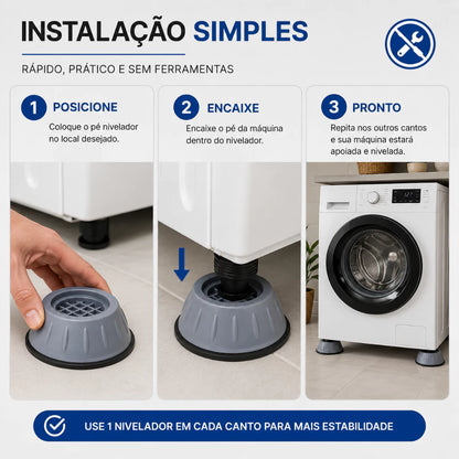 Kit 4 Pés Antivibração para Máquina de Lavar e Lava e Seca