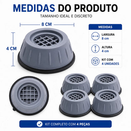 Kit 4 Pés Antivibração para Máquina de Lavar e Lava e Seca