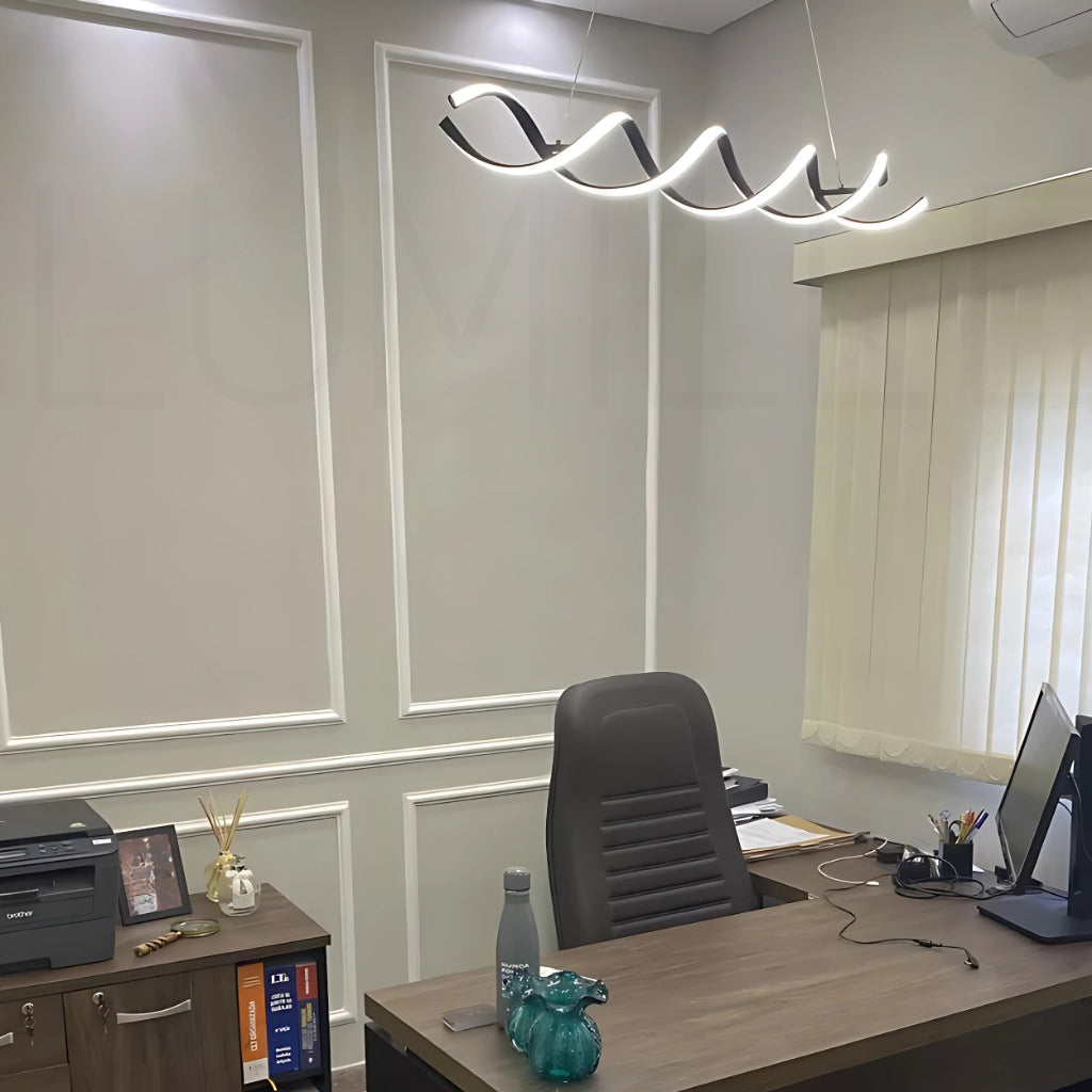 Pendente LED Preto e Dourado para Lustre de Sala de Jantar - Decoração Elegante