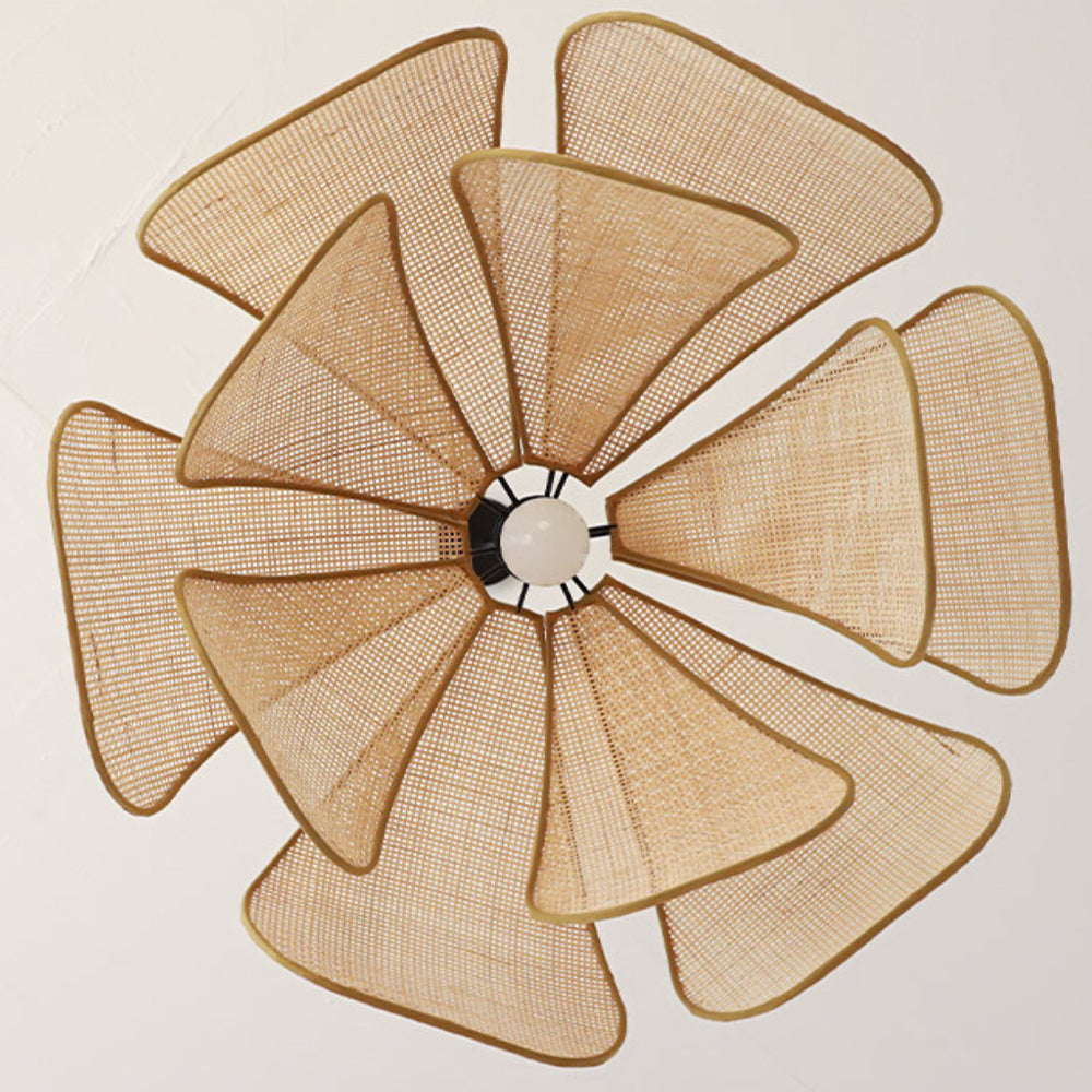 Pendente Rústico de Rattan em Forma de Pétala - Luminária Decorativa