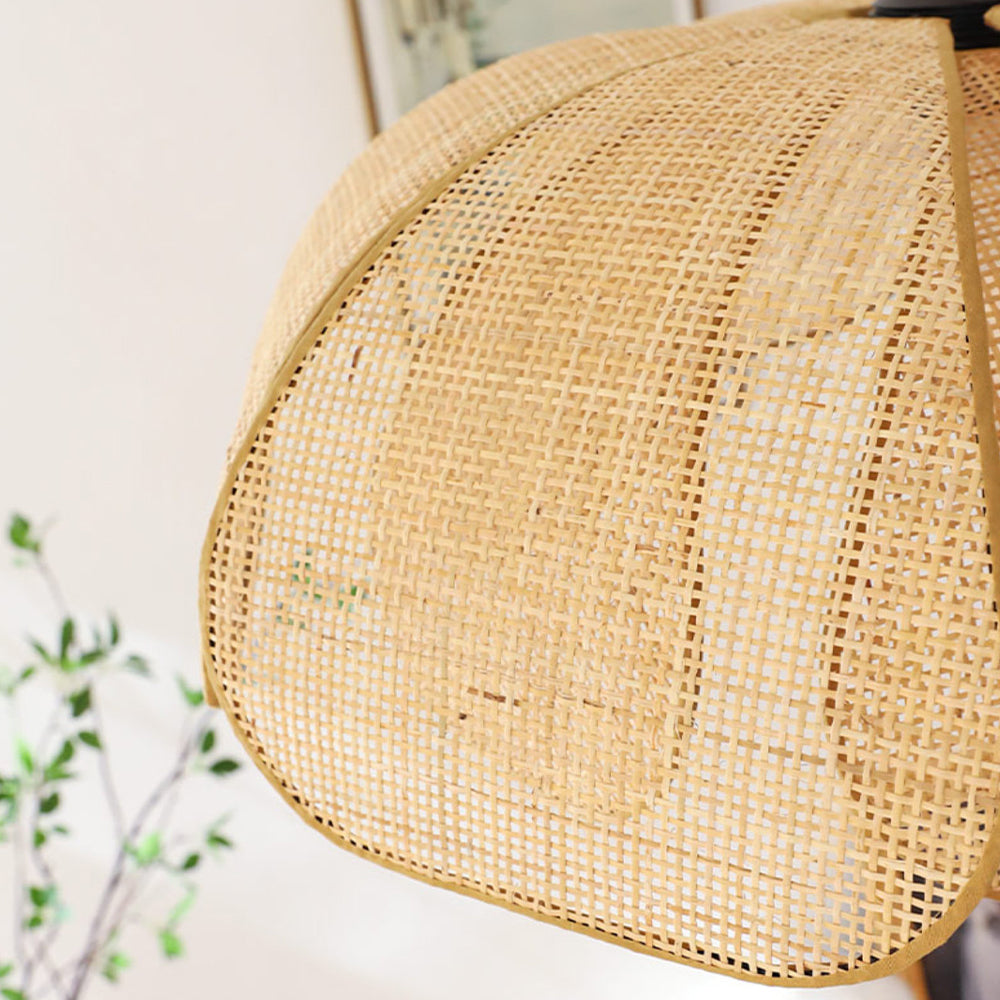 Pendente Rústico de Rattan em Forma de Pétala - Luminária Decorativa