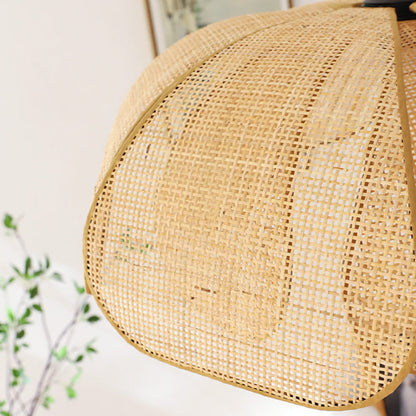 Pendente Rústico de Rattan em Forma de Pétala - Luminária Decorativa