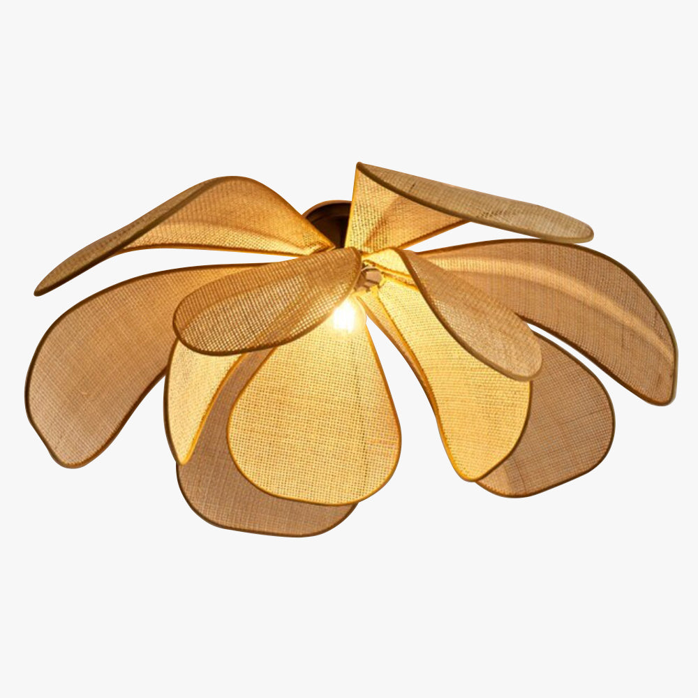 Pendente Rústico de Rattan em Forma de Pétala - Luminária Decorativa