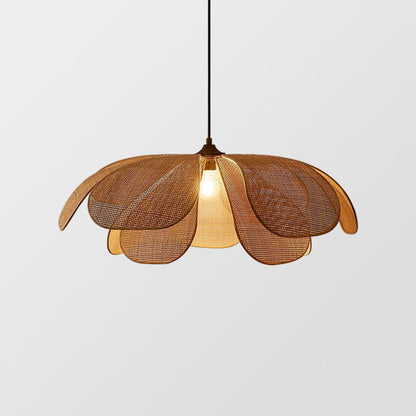Pendente Rústico de Rattan em Forma de Pétala - Luminária Decorativa