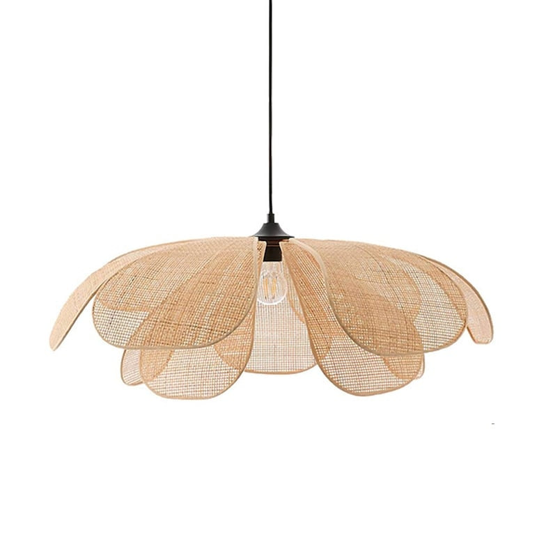 Pendente Rústico de Rattan em Forma de Pétala - Luminária Decorativa