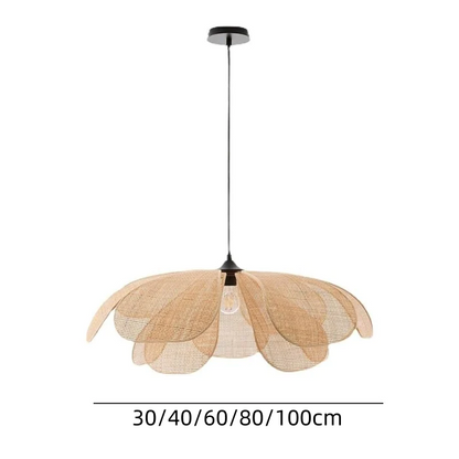 Pendente Rústico de Rattan em Forma de Pétala - Luminária Decorativa