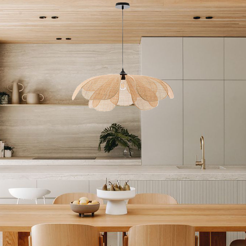 Pendente Rústico de Rattan em Forma de Pétala - Luminária Decorativa