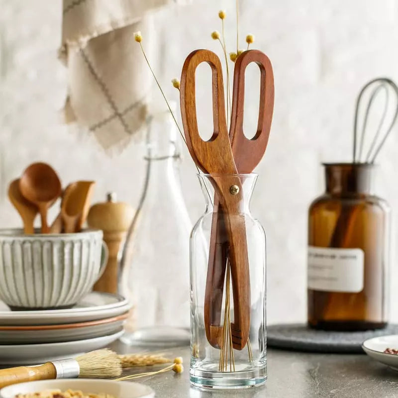 Pinça Multiuso de Bambu para Salada - Utensílio de Cozinha Ecológico