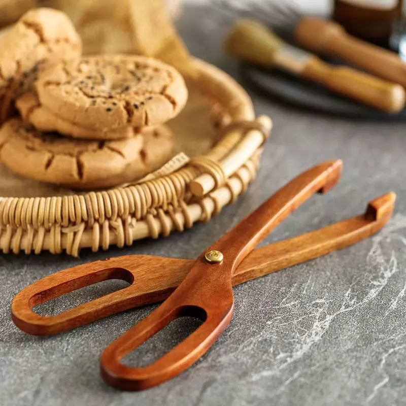 Pinça Multiuso de Bambu para Salada - Utensílio de Cozinha Ecológico