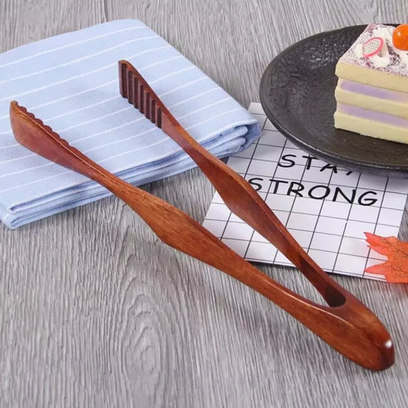 Pinça Multiuso de Bambu para Salada - Utensílio de Cozinha Ecológico