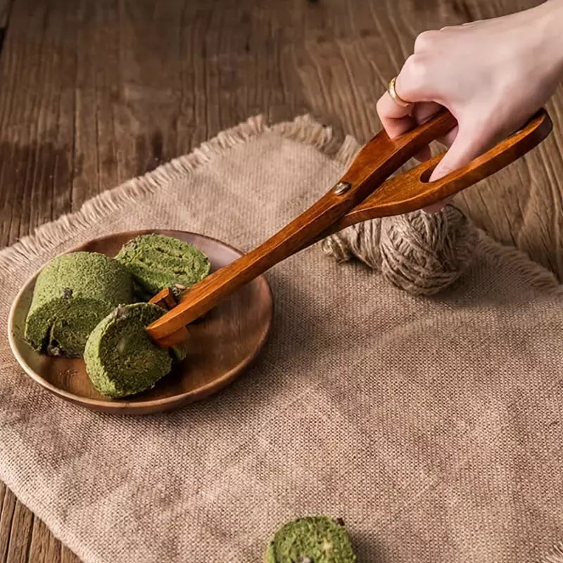 Pinça Multiuso de Bambu para Salada - Utensílio de Cozinha Ecológico