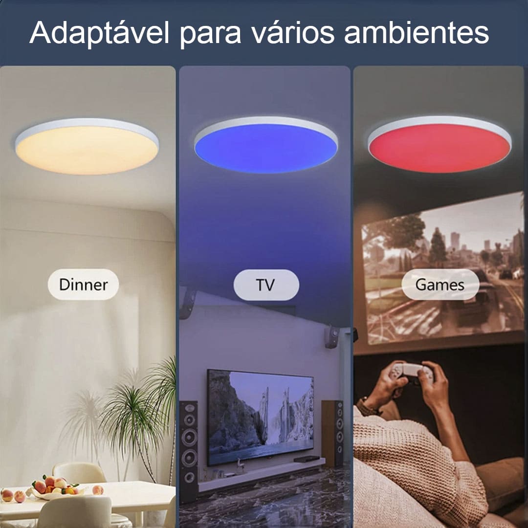Luminária de Teto Plafon LED Redondo com Controle de Voz WIFI para Alexa e Google - Iluminação Inteligente