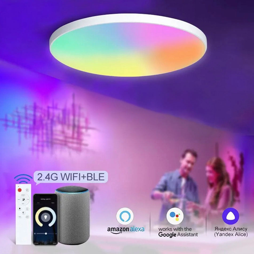 Luminária de Teto Plafon LED Redondo com Controle de Voz WIFI para Alexa e Google - Iluminação Inteligente