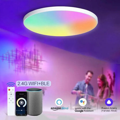 Luminária de Teto Plafon LED Redondo com Controle de Voz WIFI para Alexa e Google - Iluminação Inteligente