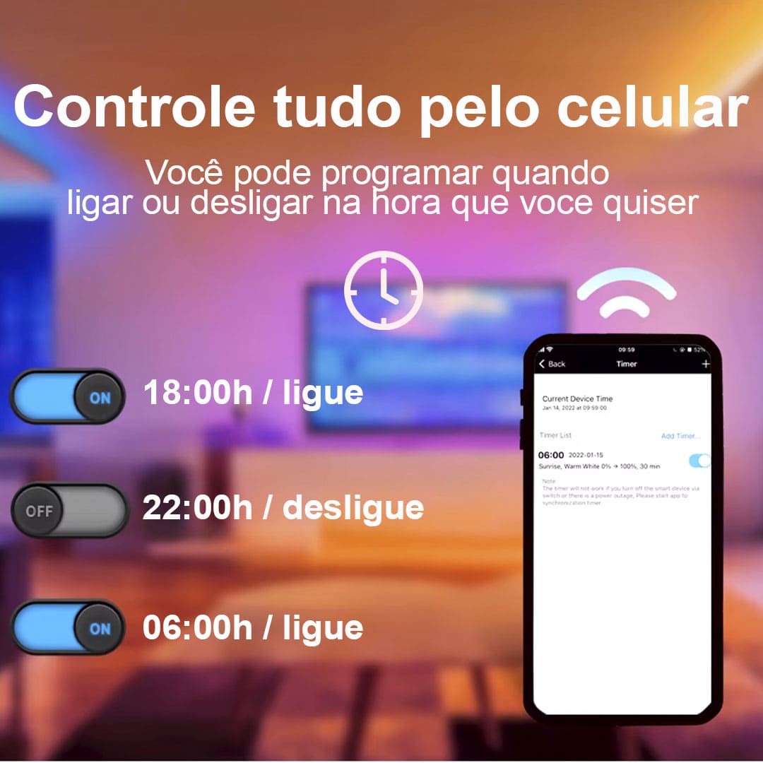 Luminária de Teto Plafon LED Redondo com Controle de Voz WIFI para Alexa e Google - Iluminação Inteligente