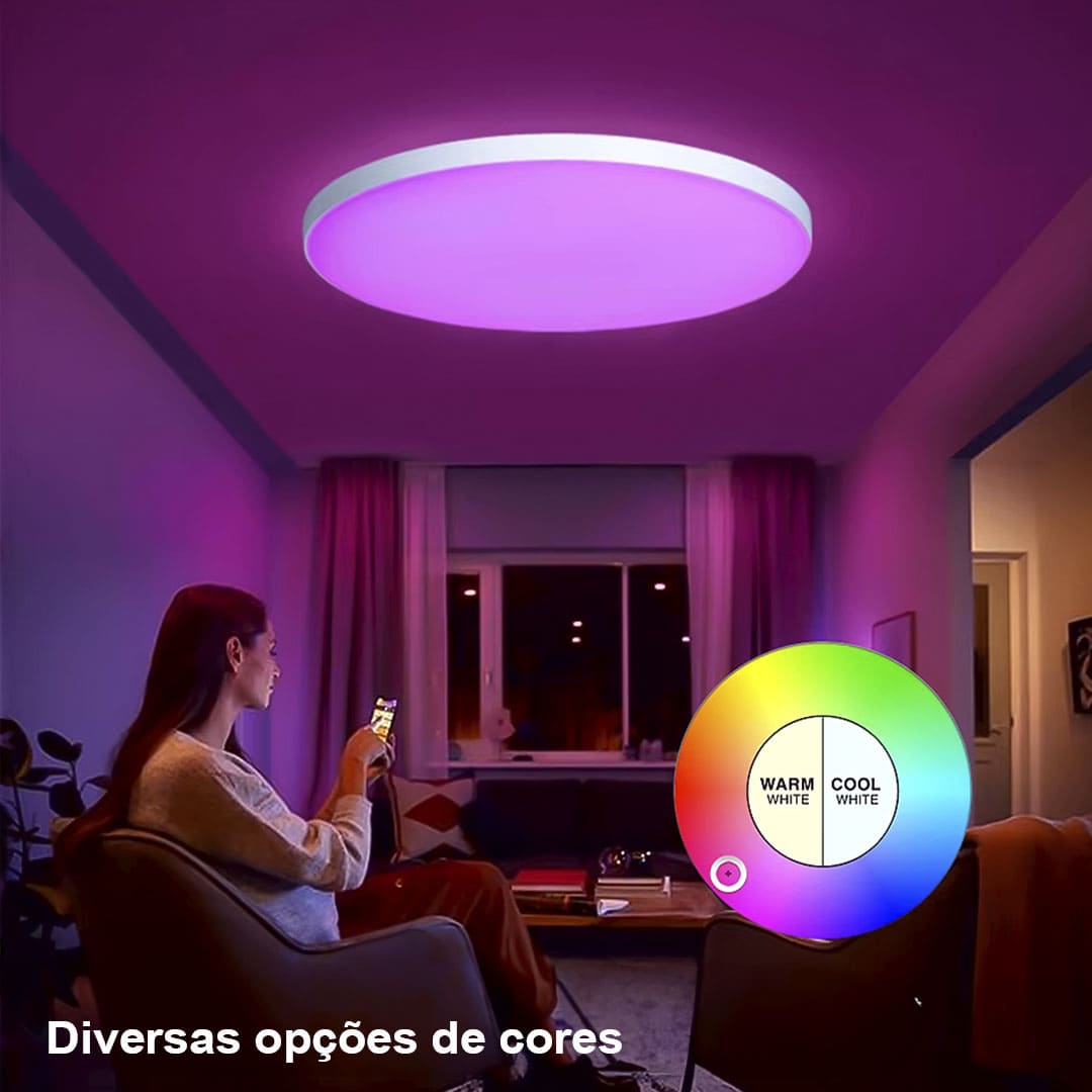 Luminária de Teto Plafon LED Redondo com Controle de Voz WIFI para Alexa e Google - Iluminação Inteligente