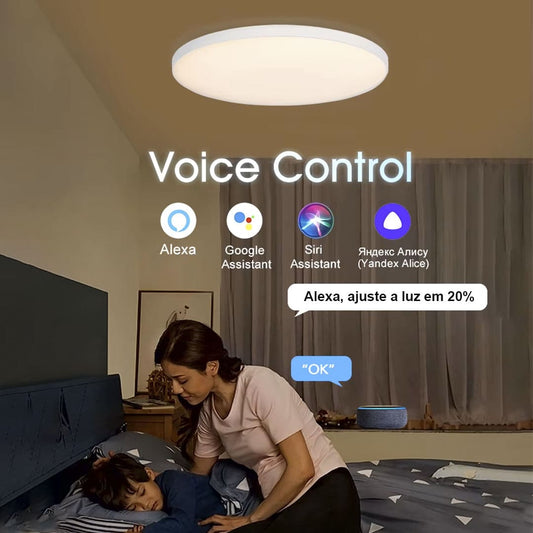 Luminária de Teto Plafon LED Redondo com Controle de Voz WIFI para Alexa e Google - Iluminação Inteligente