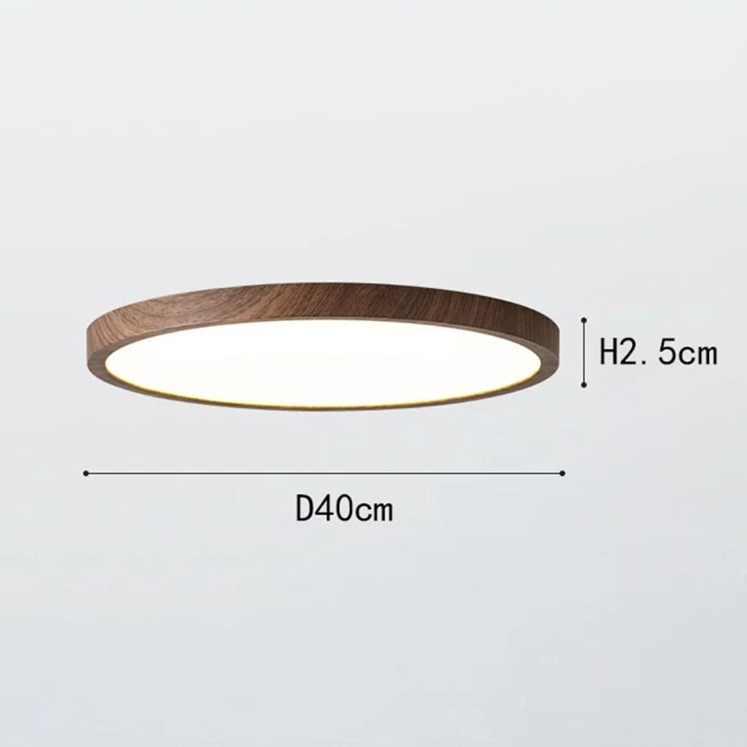Plafón LED Redondo de Superficie con Diseño de Madera