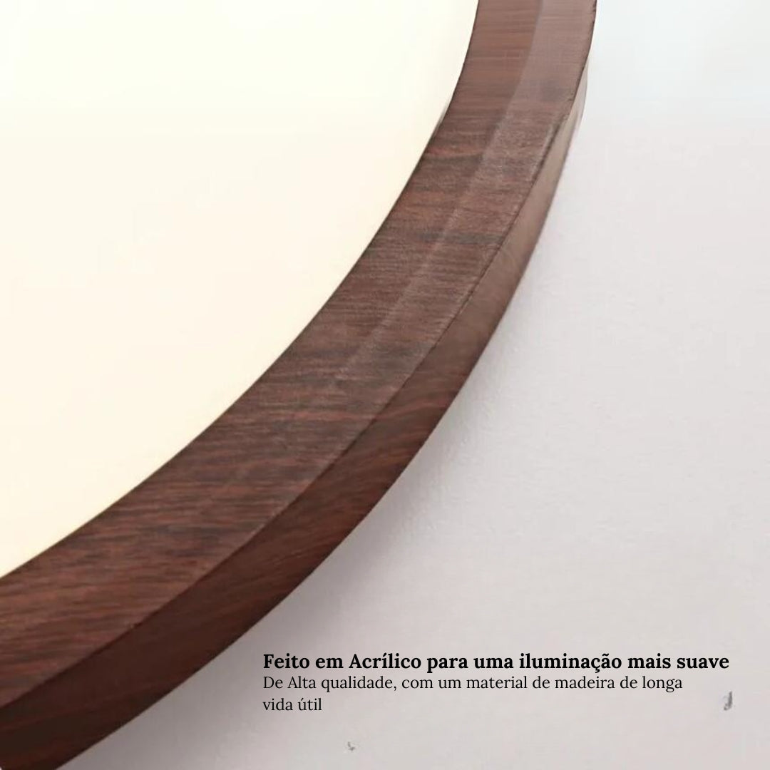 Plafón LED Redondo de Superficie con Diseño de Madera