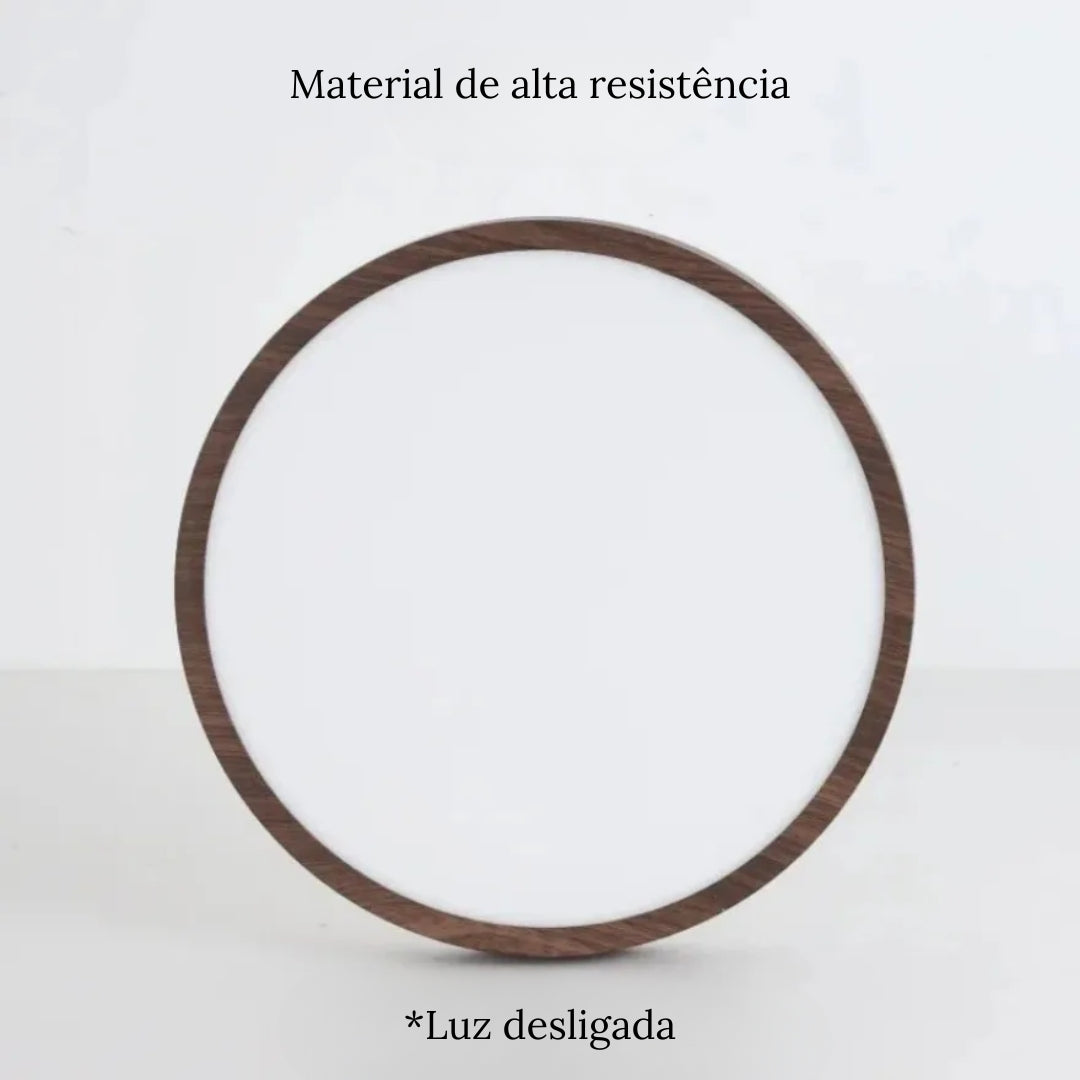 Plafón LED Redondo de Superficie con Diseño de Madera