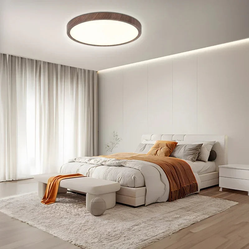 Plafón LED Redondo de Superficie con Diseño de Madera
