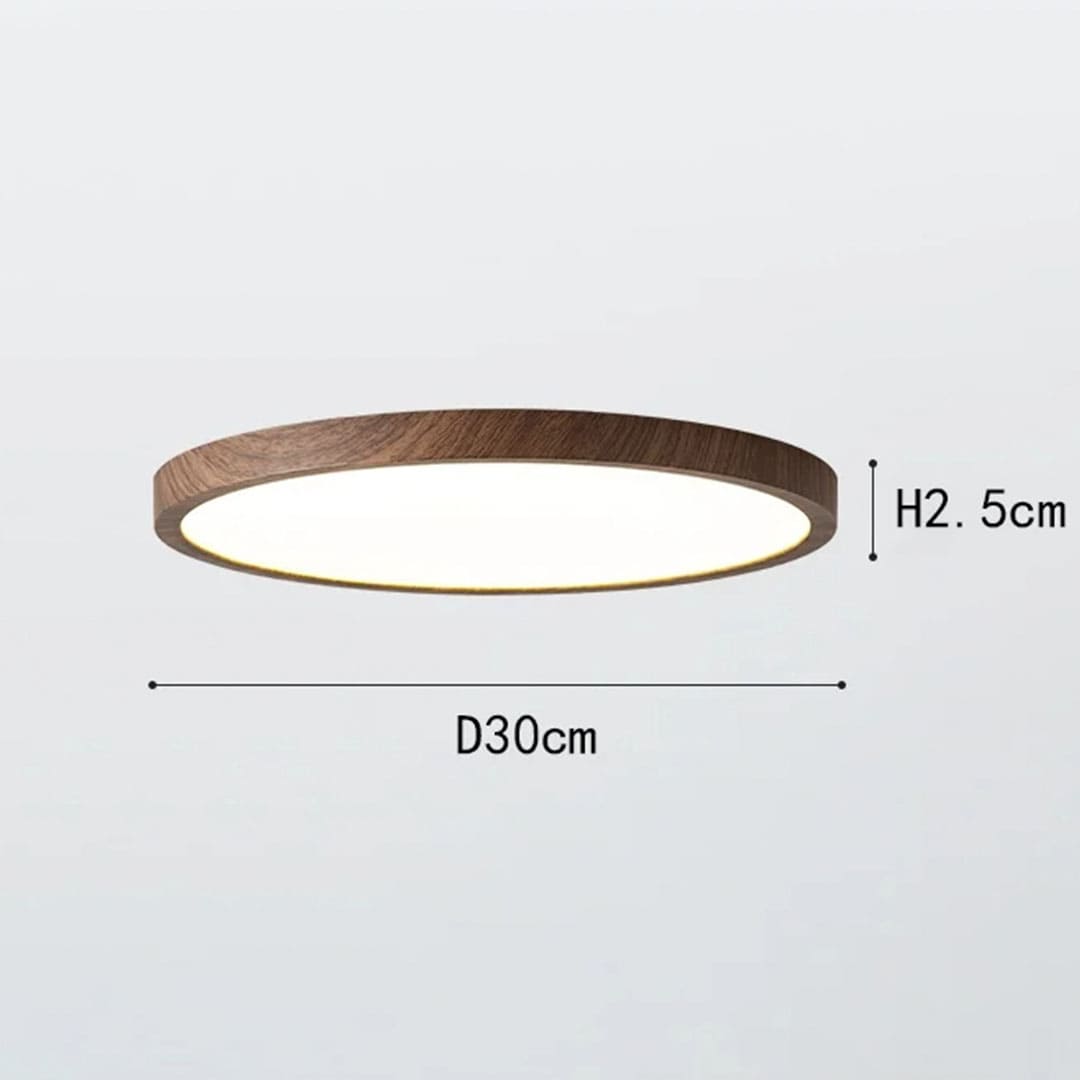 Plafón LED Redondo de Superficie con Diseño de Madera