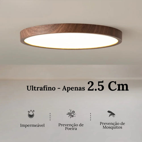 Plafón LED Redondo de Superficie con Diseño de Madera