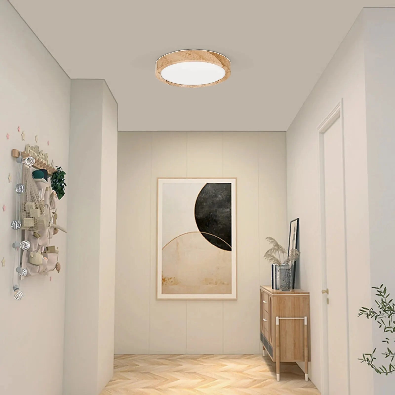Plafón LED de Teto para Sobrepor com Acabamento em Madeira