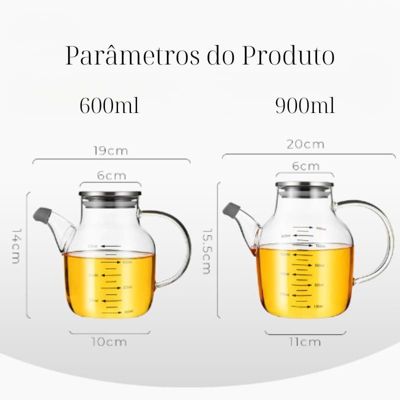 Porta Azeite e Vinagre de Vidro - 1 Unidade - Organizador para Cozinha