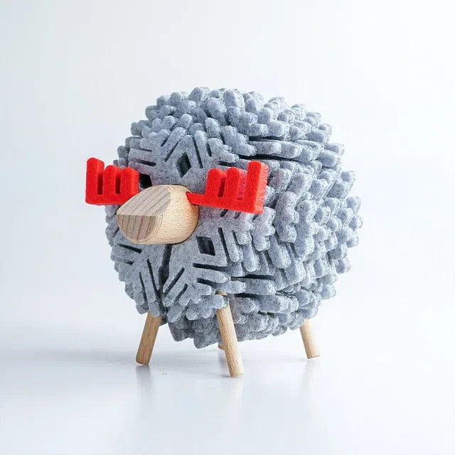 Porta Copo Nórdico com Design de Ovelha e Rena - Acessório Decorativo para Mesa