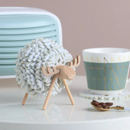 Porta Copo Nórdico com Design de Ovelha e Rena - Acessório Decorativo para Mesa