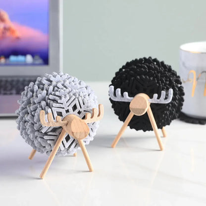 Porta Copo Nórdico com Design de Ovelha e Rena - Acessório Decorativo para Mesa