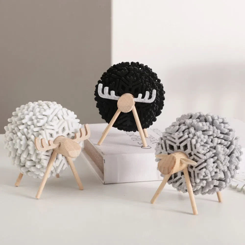 Porta Copo Nórdico com Design de Ovelha e Rena - Acessório Decorativo para Mesa
