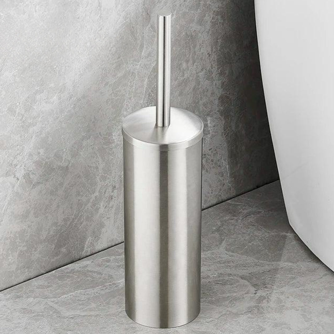 Porta Escova de Banheiro em Aço Inoxidável Escovado - Suporte Elegante e Durável