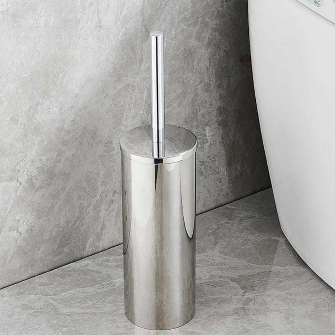 Porta Escova de Banheiro em Aço Inoxidável Escovado - Suporte Elegante e Durável