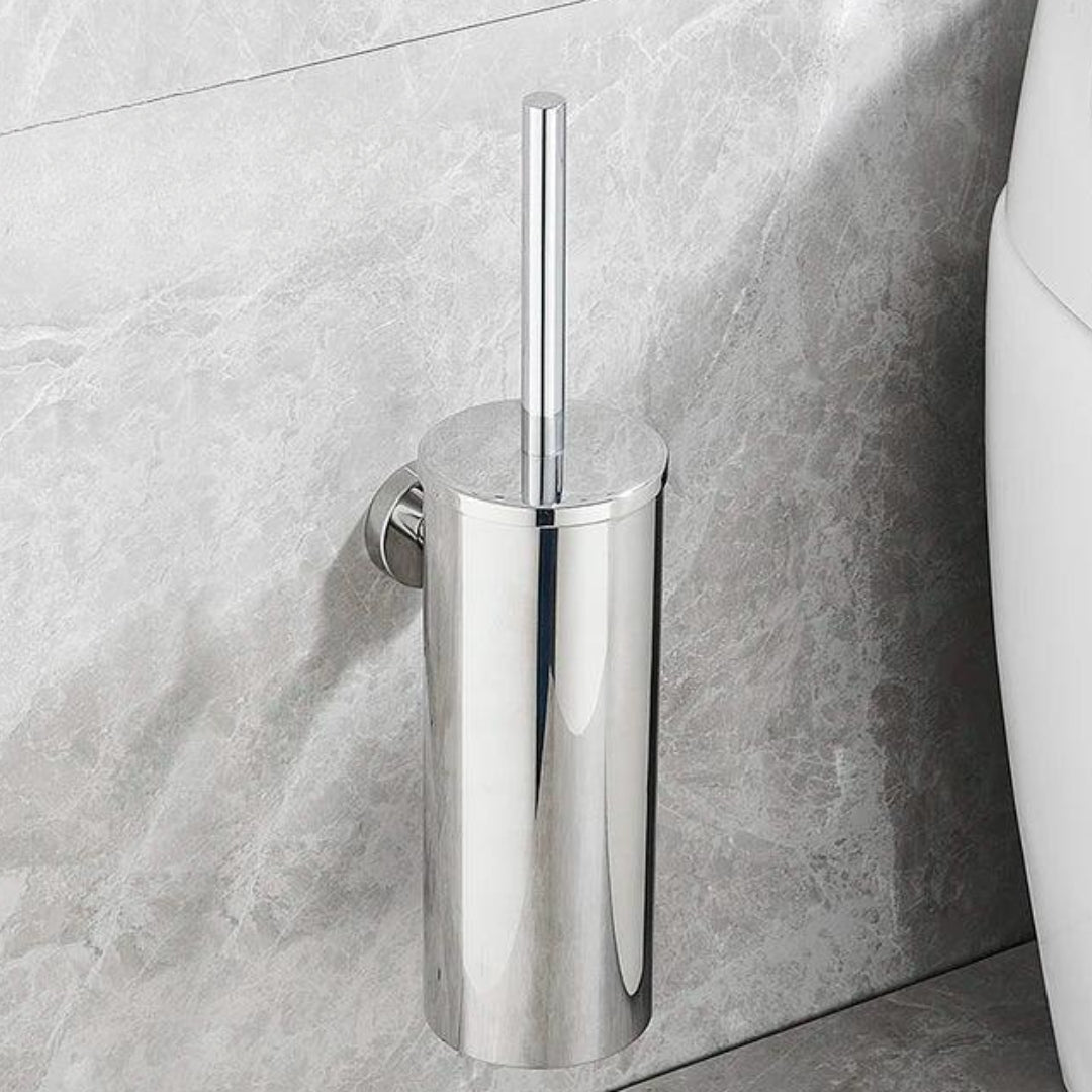 Porta Escova de Banheiro em Aço Inoxidável Escovado - Suporte Elegante e Durável