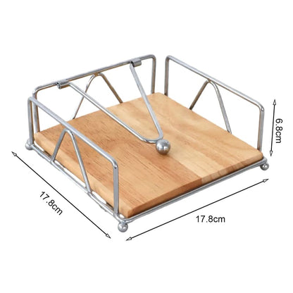 Porta Guardanapo de Mesa em Inox e Madeira - Luxo Moderno