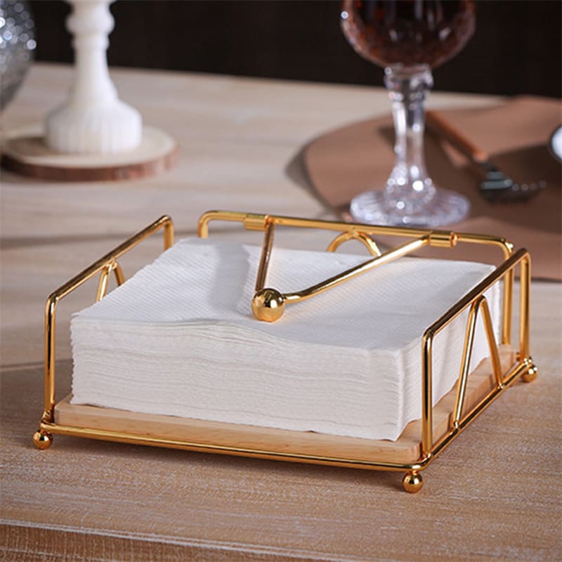 Porta Guardanapo de Mesa em Inox e Madeira - Luxo Moderno