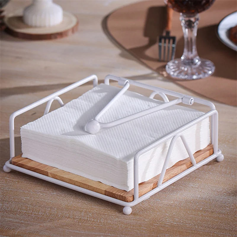 Porta Guardanapo de Mesa em Inox e Madeira - Luxo Moderno