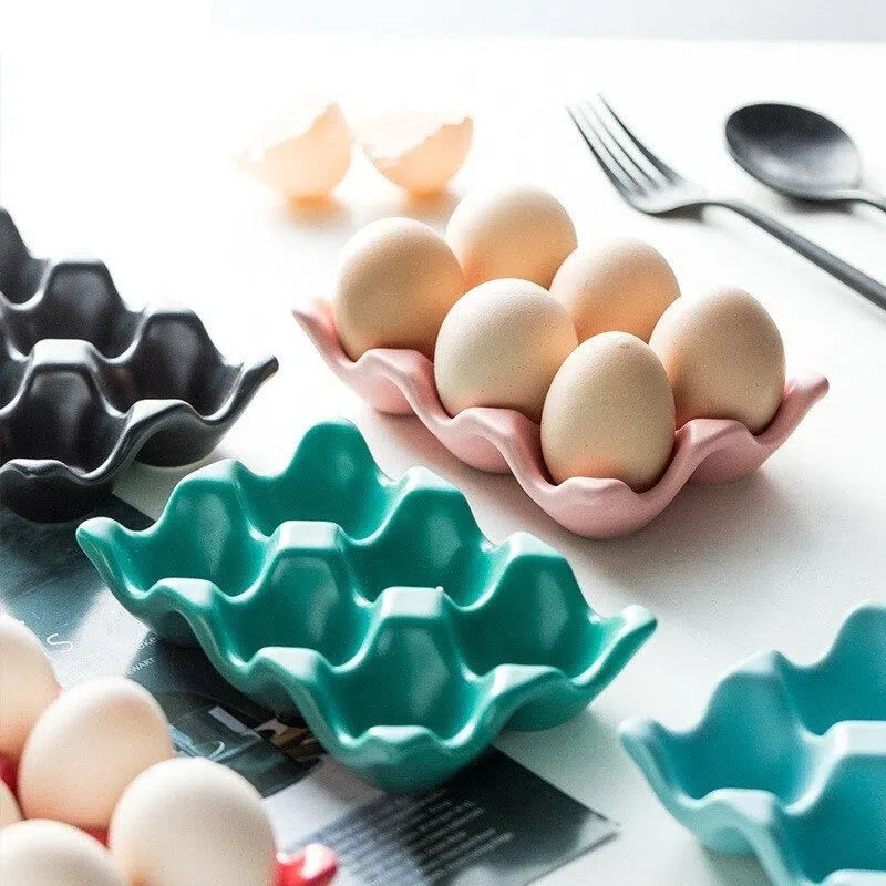 Porta Ovos de Cerâmica para 6 Ovos - Armazenamento Elegante e Prático