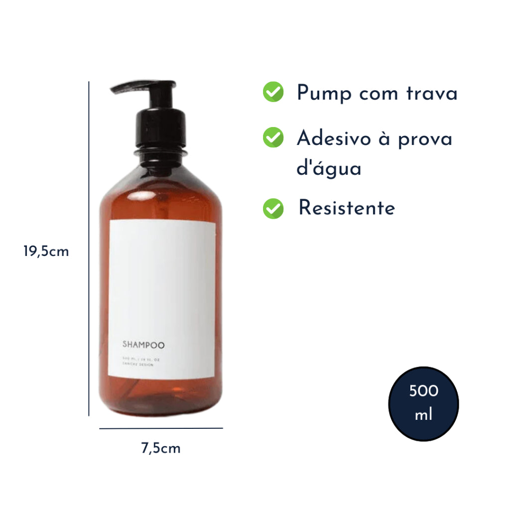 Porta Sabão Frasco Âmbar Minimalista Sanchz Design - Suporte Elegante para Sabão Líquido