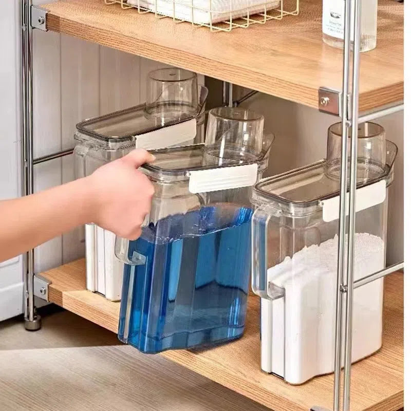 Pote Hermético Transparente para Armazenamento de Roupas na Lavanderia