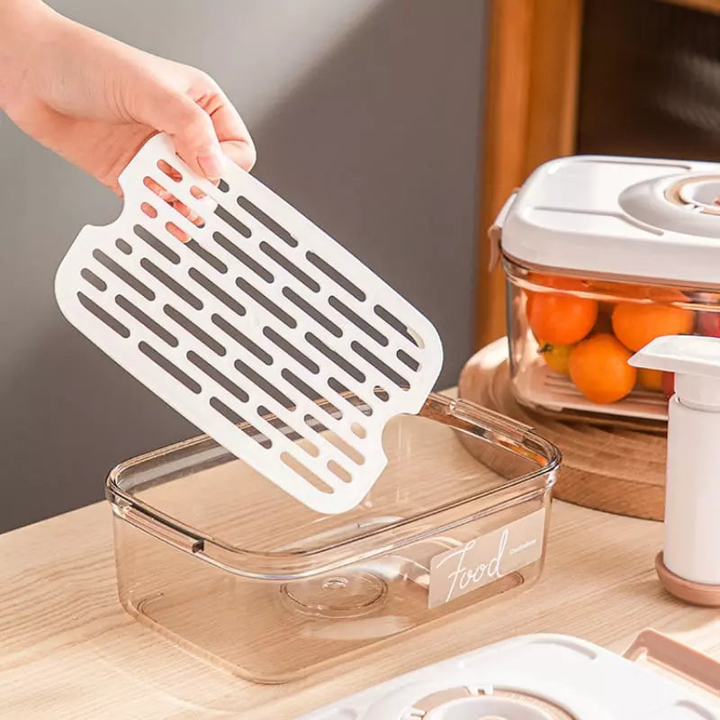 Pote Hermético com Tampa e Selador a Vácuo para Armazenamento de Alimentos