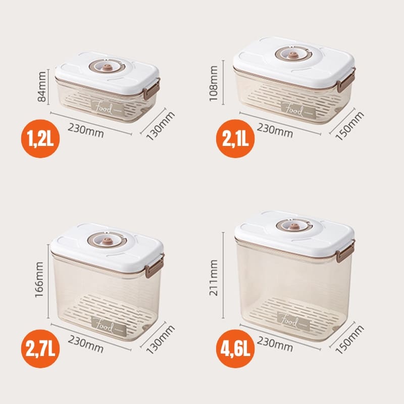 Pote Hermético com Tampa e Selador a Vácuo para Armazenamento de Alimentos