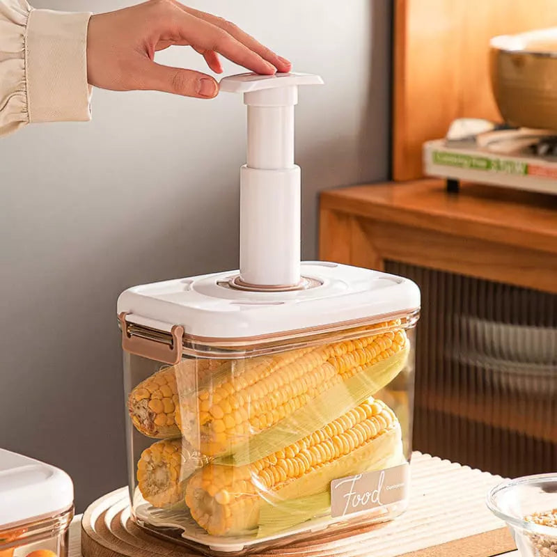 Pote Hermético com Tampa e Selador a Vácuo para Armazenamento de Alimentos