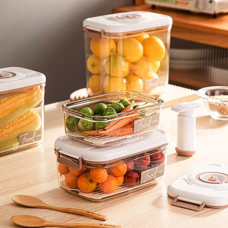 Pote Hermético com Tampa e Selador a Vácuo para Armazenamento de Alimentos