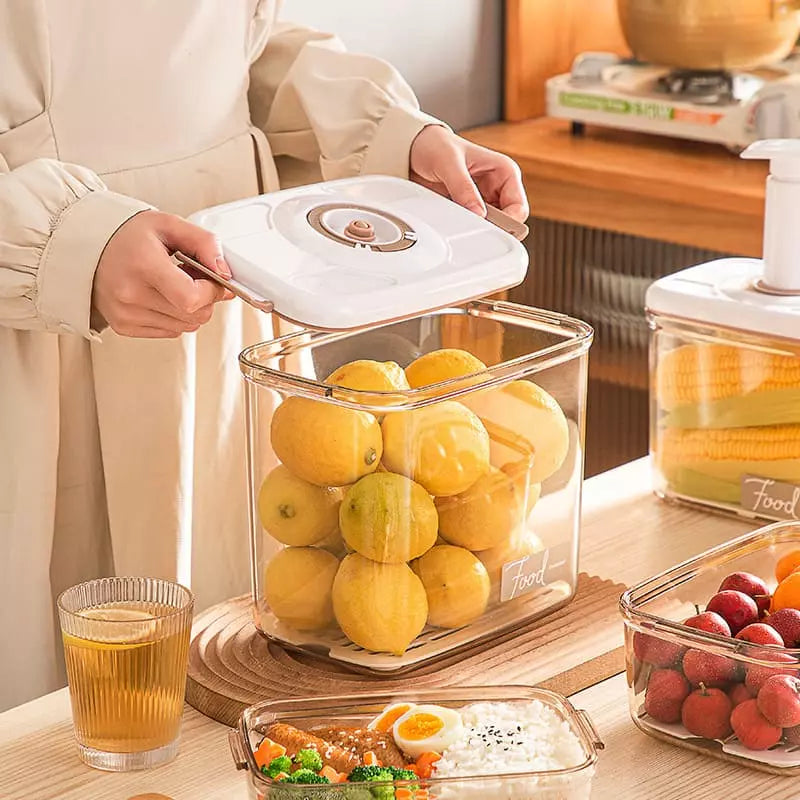 Pote Hermético com Tampa e Selador a Vácuo para Armazenamento de Alimentos