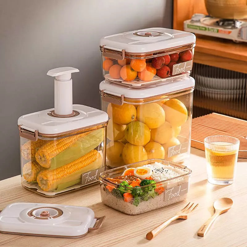 Pote Hermético com Tampa e Selador a Vácuo para Armazenamento de Alimentos