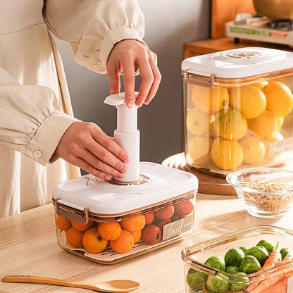 Pote Hermético com Tampa e Selador a Vácuo para Armazenamento de Alimentos